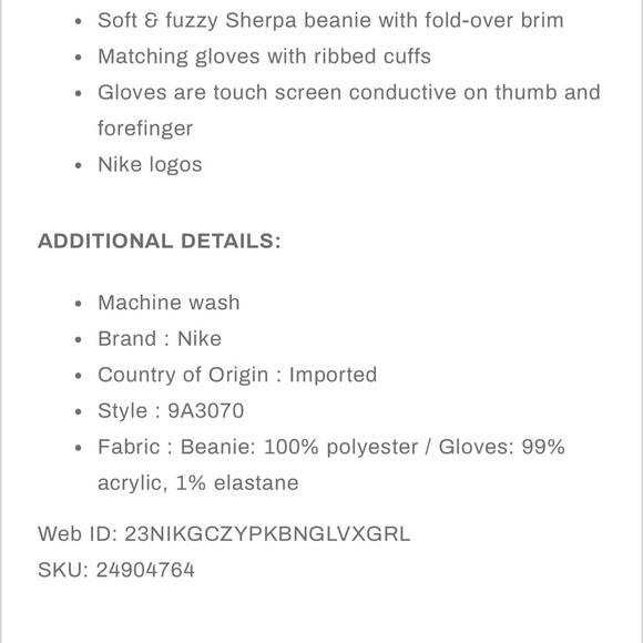 Nike | Sherpa Hat and Gloves - Picture 4 of 8